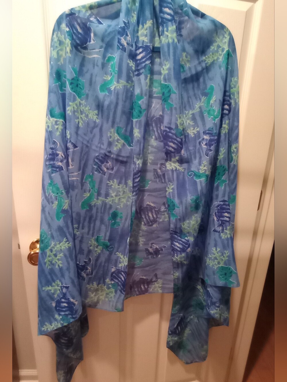 Blue Ocean-Print Women's Swim Sarong Cover-Up